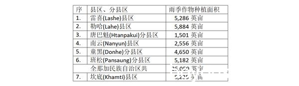 实皆省那加民族自治区夏季稻种植情况